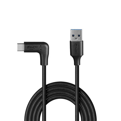 Cablu Lindy 3.2 USB A la USB C, 90°, lunngime 1m, putere maxima 15W, latime de banda suportata  10Gbps, negru