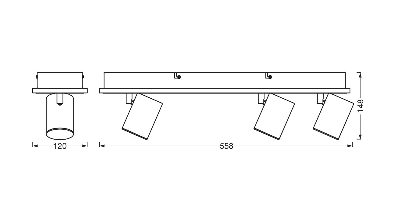 Spot LED triplu ajustabil Ledvance DECOR MARS, 41W, 3100 lm, lumina calda (3000K), IP20, 558mm, Alb, clasa energetica F