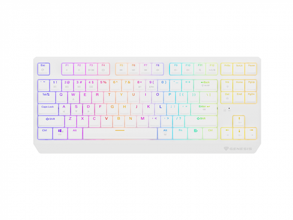 Tastatura gaming mecanica wireless Genesis Thor 230 TKL, iluminare RGB, 87 taste, 11 butoane multimedia, alb