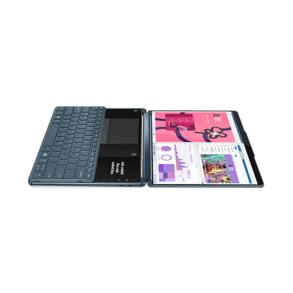 Laptop Lenovo Yoga Book 9 13IMU9 cu procesor Intel® Core™ Ultra 7 155U pana la 4.8GHz, 2 x 13.3", 2.8K, OLED, Touch, 32GB DDR5, 1TB SSD, Intel® Graphics, Windows 11 PRO, Tidal Teal, 3y on-site, Premium Care