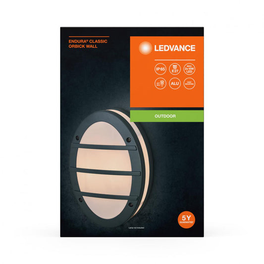 Aplica pentru exterior Ledvance ENDURA Orbick, 2xE27, max. 2x15W LED, IP65, 200x95x290 mm, aluminiu/policarbonat, forma ovala, Gri inchis