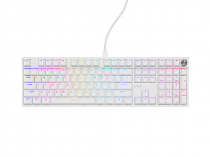 Tastatura gaming mecanica cu fir Genesis Thor 404, iluminare RGB, 107 taste, 11 butoane multimedia, alb