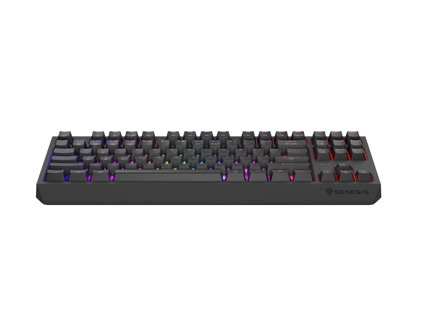 Tastatura gaming mecanica wireless Genesis Thor 230 TKL, iluminare RGB, swtich-uri Red, 87 taste, 11 butoane multimedia, negru