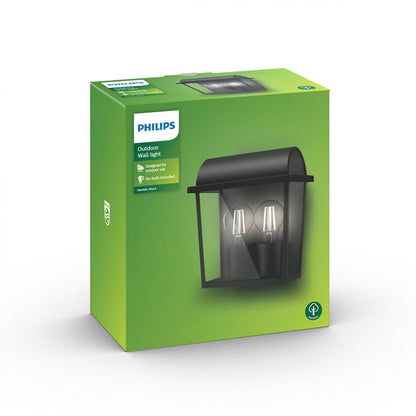 Aplica pentru exterior Philips Harvest UP, 2xE27, max 2x42W, IP44 ,127x208x229mm, Negru