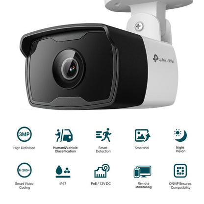 Camera IP Bullet TP-Link VIGI C330I(2.8mm), 3MP, Lentila 2.8mm, IR 30ml, rezolutie video 2304 × 1296, +/H.265/H.264+/H.264,