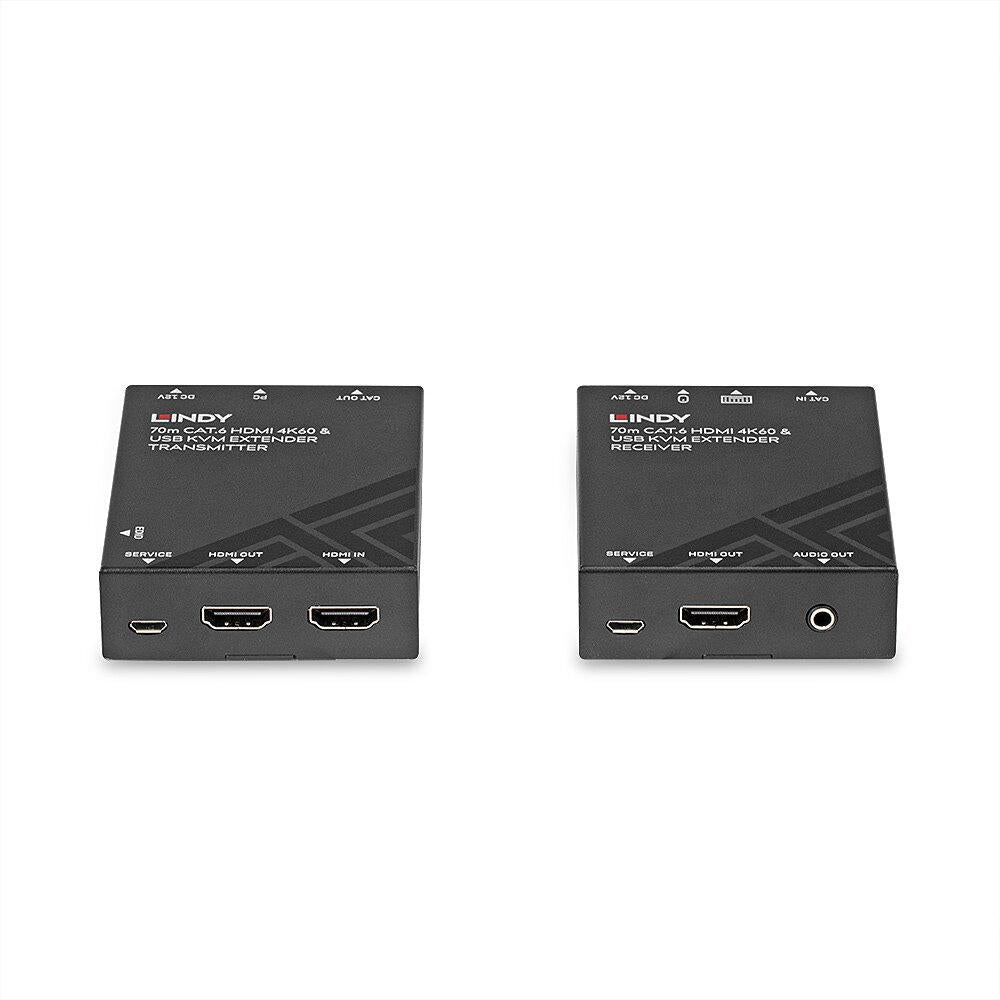 Lindy Cat.6 HDMI 4k60 KVM Extender, distanta maxima 70m latime de banda suportata  18Gbps, rezolutie maxima 3840x2160@60Hz 4:4:4 8bit, negru