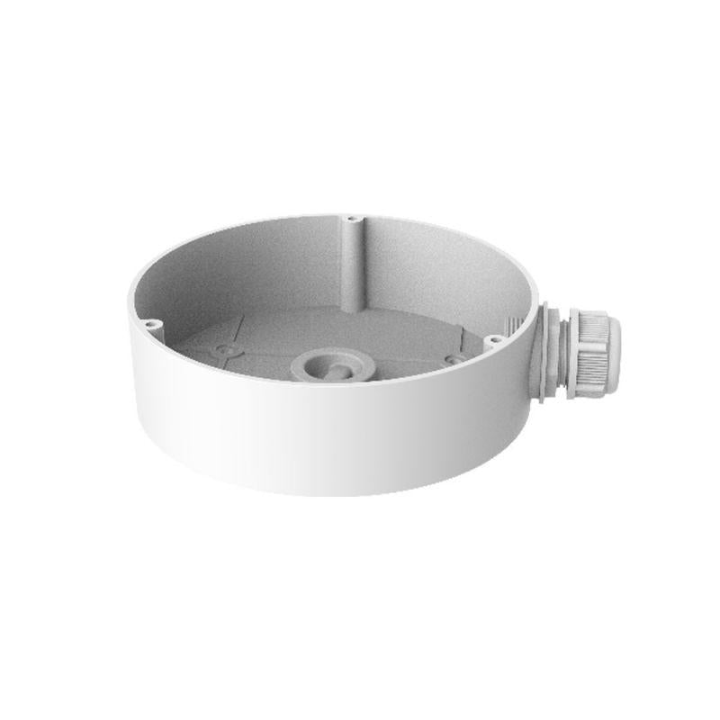 Doza conexiuni Hikvision DS-1280ZJ-DM45, material aliaj de aluminiu, dimensiuni ?140 mm × 40 mm, culoare alba, greutate 237 g