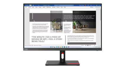Lenovo ThinkVision S27i-30 27" IPS, FHD (1920x1080), 16:9, Brightness: 300 cd/m², Contrast ratio: 1300:1, Response time: 4ms (Extreme mode) / 6ms (Typical mode), Dot / Pixel Per Inch: 82 dpi, Color Gamut: 99% sRGB FHD, HMDI, VGA, 3Y