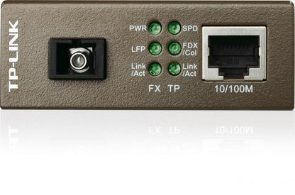 "Omada 10/100 Mbps RJ45 to 100 Mbps Single-mode SC WDM Bi-Directional Fiber Converter PORT: 1× 100Mbps SC Port, 1× 10/100M RJ45 Port (Auto MDI/MDIX) SPEC: Full-duplex, Tx:1310 nm, Rx:1550 nm, Up to 20 km, Chassis TL-MC1400 rack-mountable"