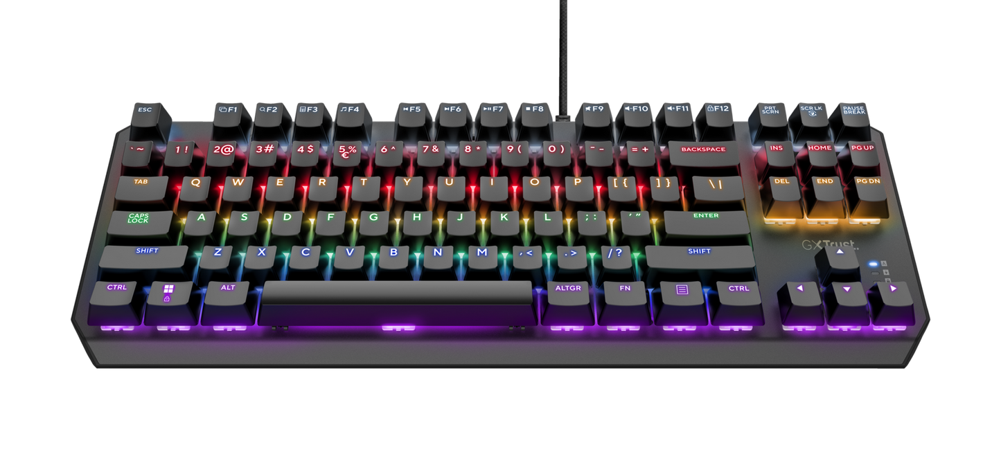 Tastatura Trust GXT834 Callaz Tenkeyless cu fir mecanica, negru