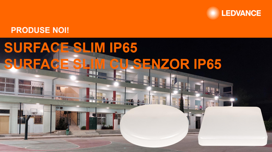 Plafoniera LED pentru exterior cu senzor de miscare Ledvance SURFACE SLIM SQUARE 350, 35W, 3680 lm, lumina neutra (4000K), IP65/IK10, 350x350x55mm, Alb