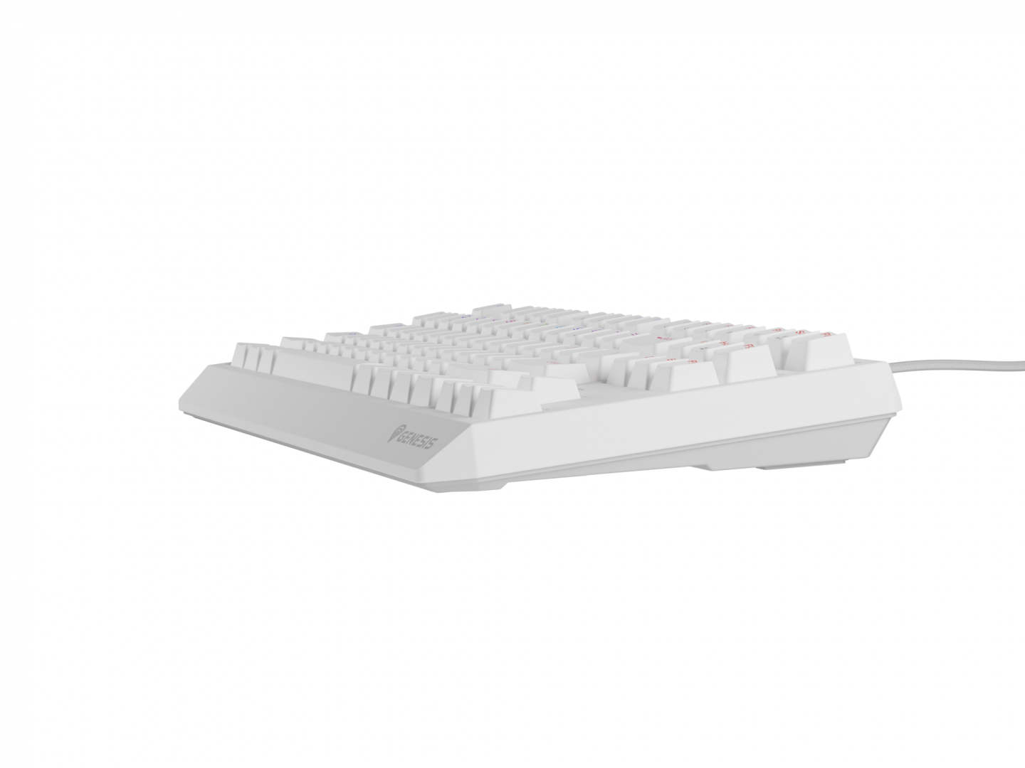 Tastatura gaming mecanica wireless Genesis Thor 230 TKL, iluminare RGB, 87 taste, 11 butoane multimedia, alb