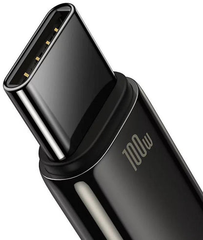 Cablu alimentare si date Baseus, Fast Charging Data Cable pt. smartphone, USB la USB Type-C (T), 100W, 480Mbps, aliaj zinc, braided(nylon), 2m, negru