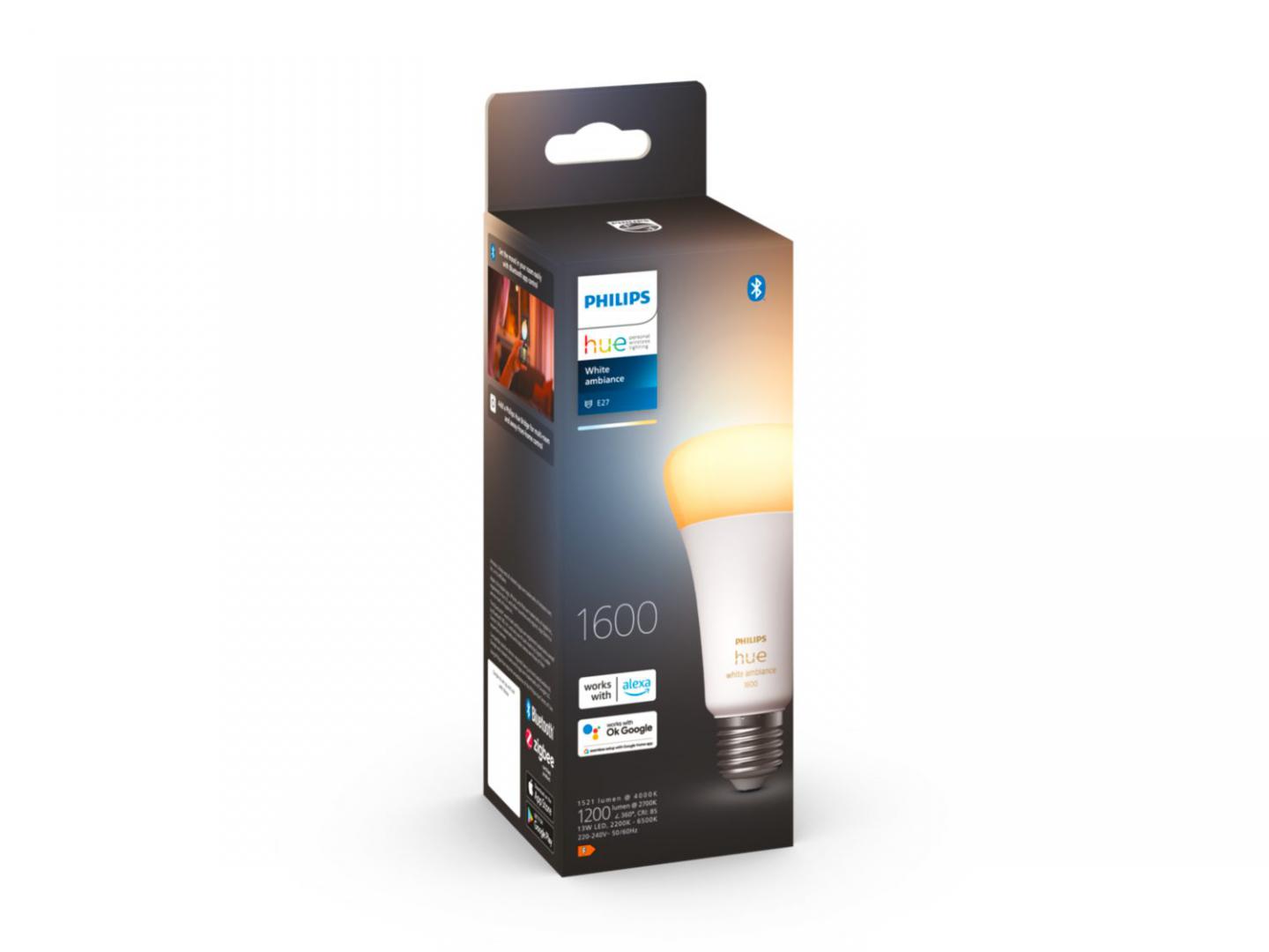 Bec LED inteligent Philips Hue A67, Bluetooth, E27, 13W (100W), 1600 lm ,lumina alba (2200-6500K)