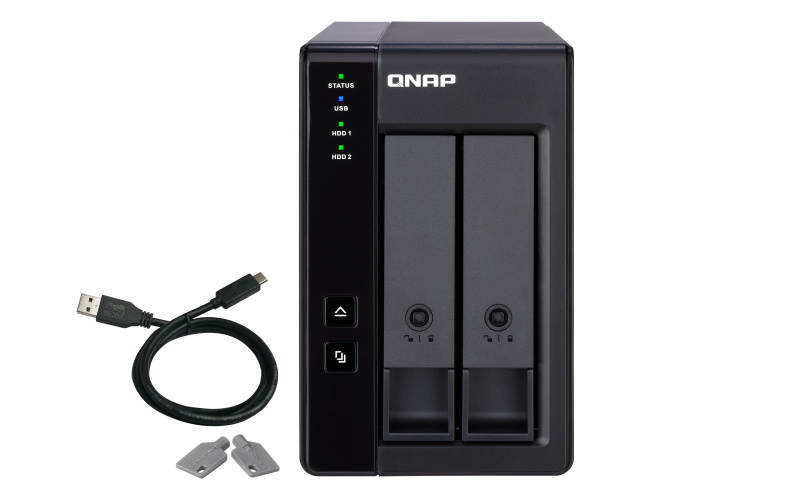 Extensie USB QNAP TR-002 2-Bay, 2.5/3.5 SATA 6Gbps HDD (neincluse), 1xUSB3.11 (type-c), tower, PSU adaptor 36W, garantie 2 ani