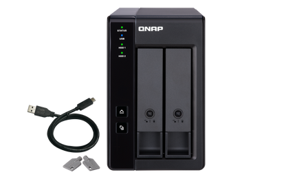 Extensie USB QNAP TR-002 2-Bay, 2.5/3.5 SATA 6Gbps HDD (neincluse), 1xUSB3.11 (type-c), tower, PSU adaptor 36W, garantie 2 ani