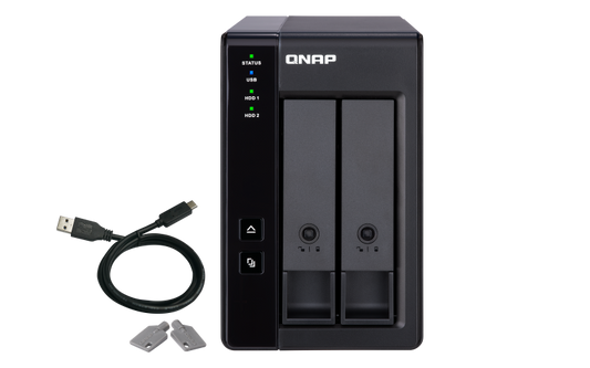 Extensie USB QNAP TR-002 2-Bay, 2.5/3.5 SATA 6Gbps HDD (neincluse), 1xUSB3.11 (type-c), tower, PSU adaptor 36W, garantie 2 ani