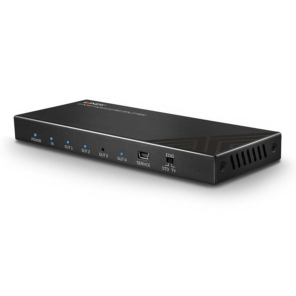 Splitter semnal video Lindy 4x HDMI 2.0 18G, latime de banda 18Gbps, rezolutie maxima 3840x2160, audio pass-through
