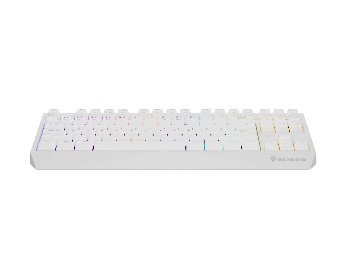 Tastatura gaming mecanica wireless Genesis Thor 230 TKL, iluminare RGB, 87 taste, 11 butoane multimedia, alb