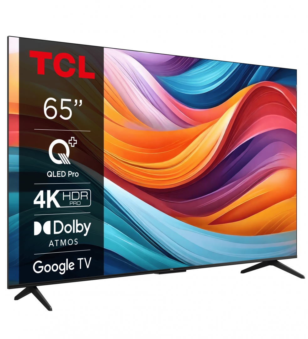 Televizor TCL QLED 65T7B, 164 cm, Smart Google TV, 4K Ultra HD, Clasa F