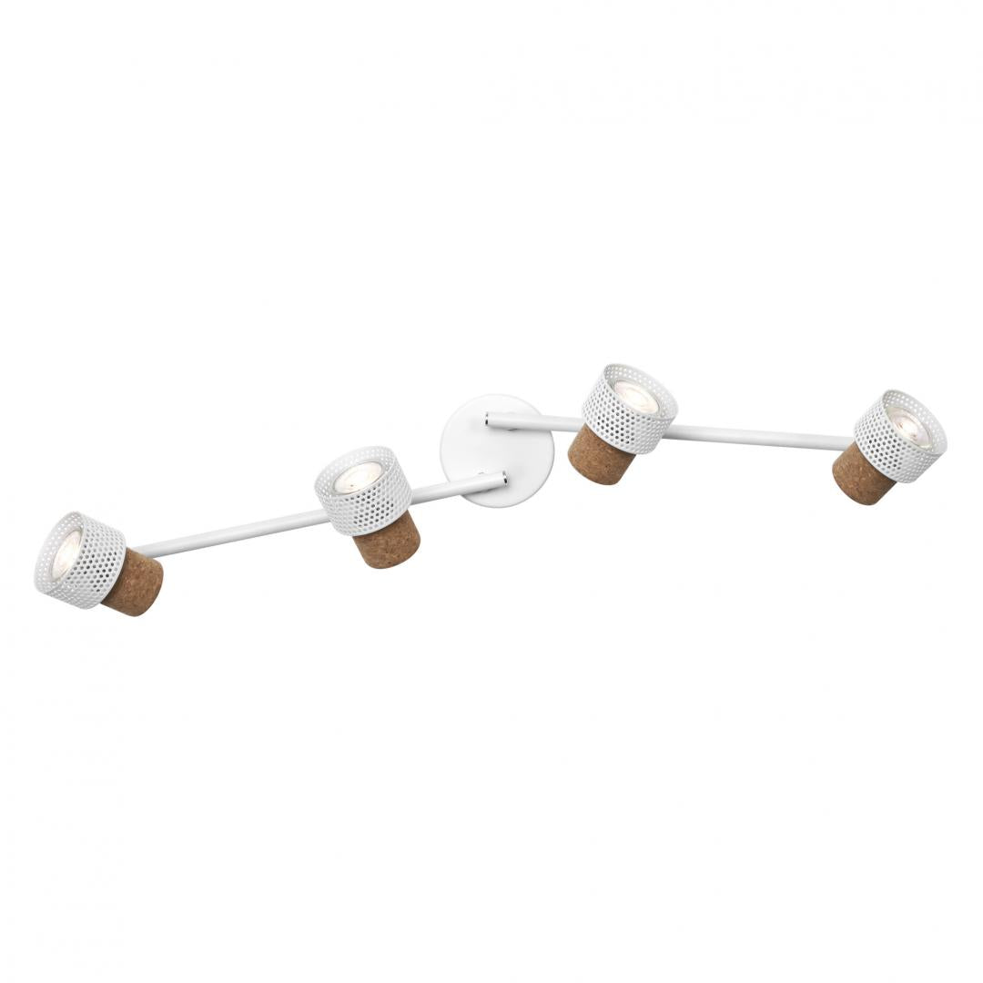 Spot LED cvadruplu ajustabil Ledvance DECOR CORK, 4xGU10, 4x3.4W, 920 lm, lumina calda (2700K), dimabil, IP20, 813mm, Alb, clasa energetica G