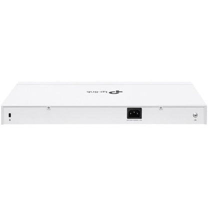 Switch TP-Link cu 28 de porturi, 24× Gigabit 802.3af/at PoE+ ports si 4× Gigabit SFP slots, capacitate switch 56 Gbps, dimensiuni 17.3×8.7×1.73 in (440×220×44 mm)