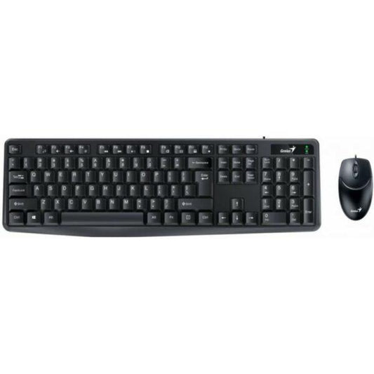 Kit Genius tastatura +mouse, 104 taste (concave), 12 taste multimedia, interfata USB, + mouse optic, rezolutie maxima 1000dpi, 3 butoane, negru