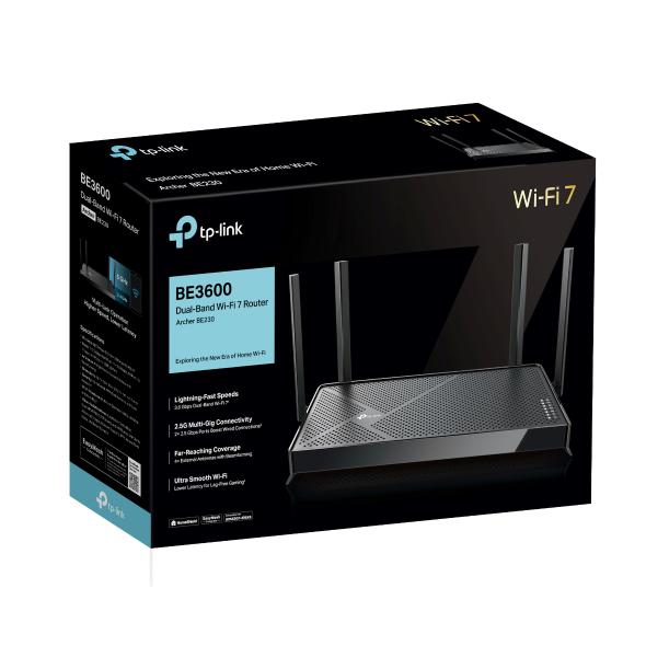 Router Wireless TP-Link ARCHER BE230, 1× 2.5 Gbps WAN port, 1× 2.5 Gbps LAN port and 3× 1 Gbps, 6 antene externe, tri-band, Buton WirelessON/OFF,buton WPS