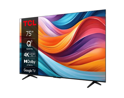 Televizor TCL QLED 75T7B, 189 cm, Smart Google TV, 4K Ultra HD, Clasa F