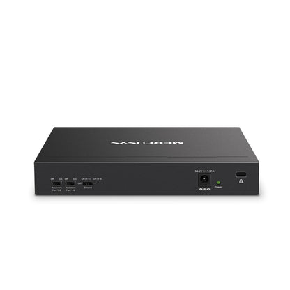MERCUSYS DESKTOP SWITCH 10PORT MS110P POE, Interfata:  10× 10/100 Mbps, Standarde si protocoale:  IEEE 802.3x Flow Control, Dimensiuni:  171*98* 27 mm, Porturi POE: 1-8, Buget POE: 65W.