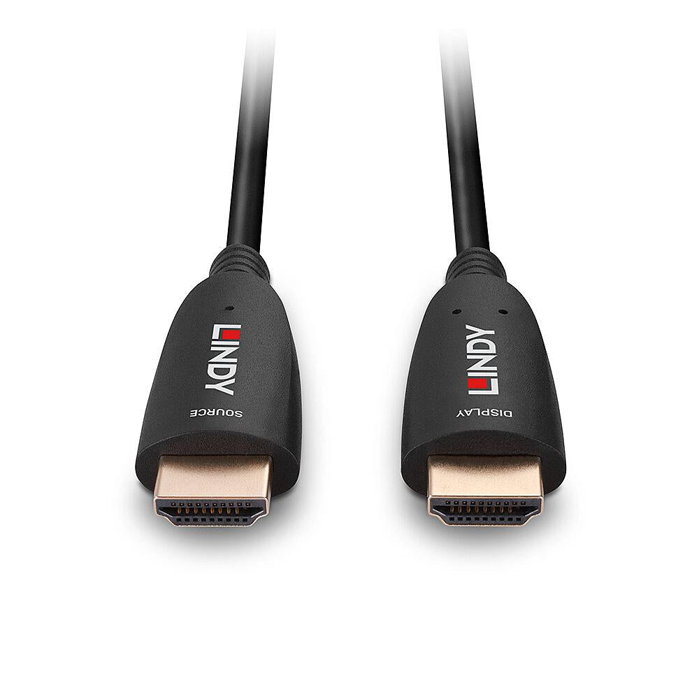 Cablu Lindy HDMI 8k60, fibra optica hybrid, lungime 50m, rezolutie maxima 7680x4320@60Hz 4:2:0 10bit, 3840x2160@120Hz 4:4:4 10bit, latime de banda 48Gbps, negru