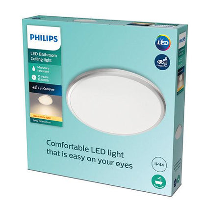 Plafoniera LED Philips Spray CL260, 12W, 1200 lm, lumina calda (2700K) ,IP44, 28.7cm, Metal/Plastic, Argintiu