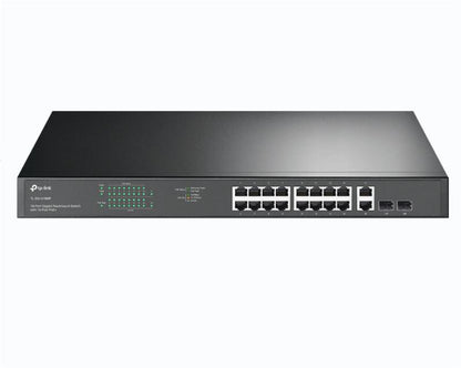 "18-Port Gigabit Rackmount  Switch with 16-Port PoE+ PORT: 16× Gigabit PoE+ Ports, 2× Gigabit Non-PoE Ports, 2× Combo Gigabit SFP Slots SPEC: 802.3at/af, 250 W PoE Power, 1U 19-inch Rack-mountable Steel Case FEATURE: Plug and Play"