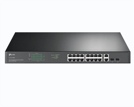 "18-Port Gigabit Rackmount  Switch with 16-Port PoE+ PORT: 16× Gigabit PoE+ Ports, 2× Gigabit Non-PoE Ports, 2× Combo Gigabit SFP Slots SPEC: 802.3at/af, 250 W PoE Power, 1U 19-inch Rack-mountable Steel Case FEATURE: Plug and Play"