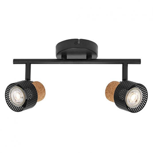 Spot LED dublu ajustabil Ledvance DECOR CORK, 2xGU10, 2x3.4W, 460 lm, lumina calda (2700K), IP20, 338x136x100mm, metal/pluta, Negru