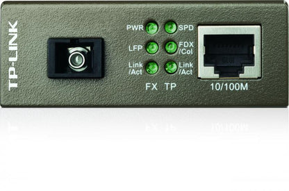 "Omada 10/100 Mbps RJ45 to 100 Mbps Single-mode SC WDM Bi-Directional Fiber Converter PORT: 1× 100Mbps SC Port, 1× 10/100M RJ45 Port (Auto MDI/MDIX) SPEC: Full-duplex, Tx:1550 nm, Rx:1310 nm, Up to 20 km, Chassis TL-MC1400 Rack-mountable"