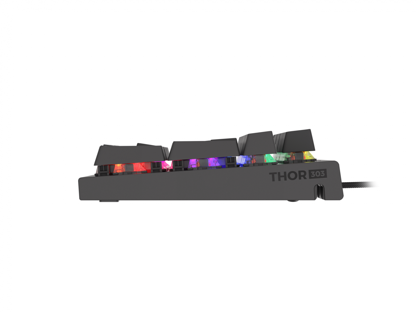 Tastatura gaming mecanica cu fir Genesis Thor 303, iluminare RGB, switch-uri Red, 104 taste, 11 butoane multimedia, negru