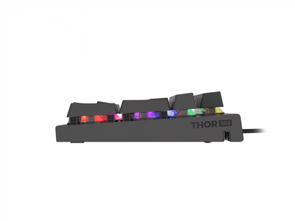 Tastatura gaming mecanica cu fir Genesis Thor 303, iluminare RGB, switch-uri Red, 104 taste, 11 butoane multimedia, negru