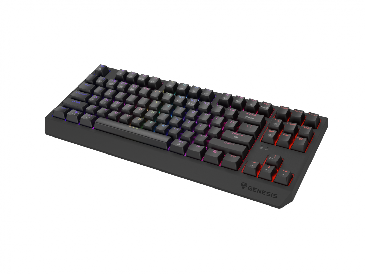 Tastatura gaming mecanica wireless Genesis Thor 230 TKL, iluminare RGB, swtich-uri Red, 87 taste, 11 butoane multimedia, negru