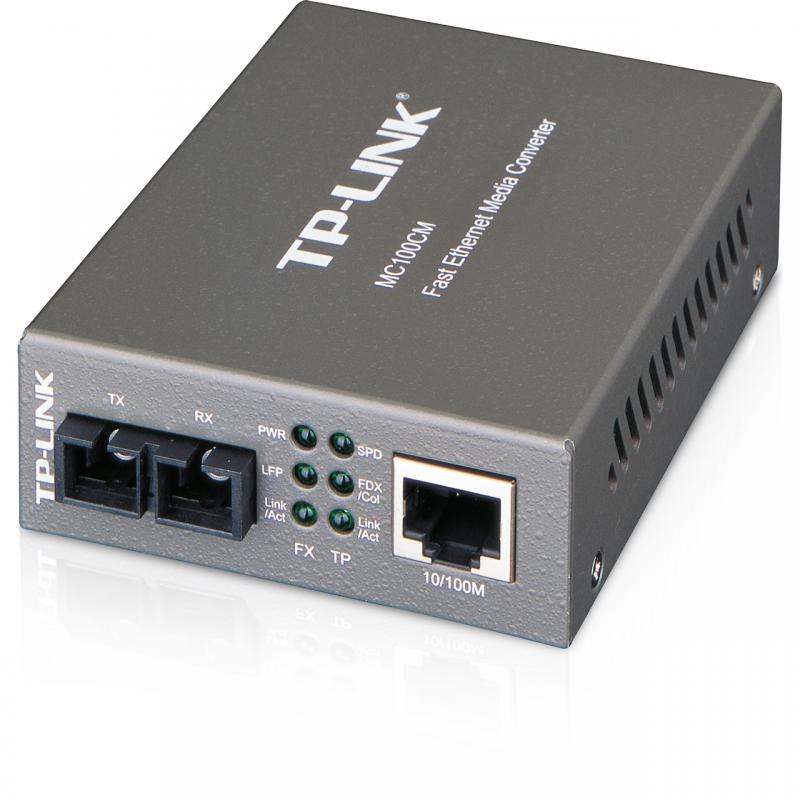 "Omada 10/100 Mbps RJ45 to 100 Mbps Multi-mode SC Fiber Converter PORT: 1× 100 Mbps SC Port, 1× 10/100 M RJ45 Port (Auto MDI/MDIX) SPEC: Full-duplex, Up to 2 km, Chassis TL-MC1400 Rack-mountable"