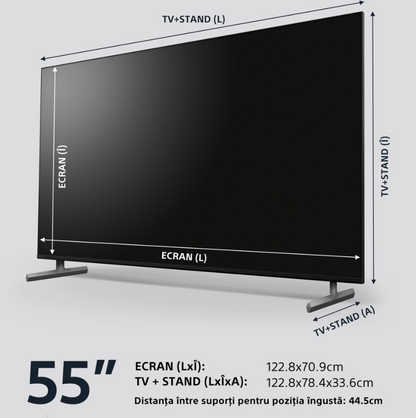 Televizor Sony BRAVIA LED 55X85L, 139 cm, Smart Google TV, 4K Ultra HD, 100Hz, Clasa F (Model 2023)