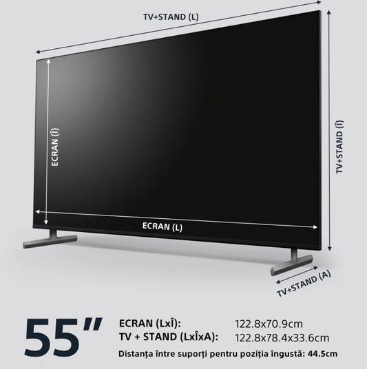 Televizor Sony BRAVIA LED 55X85L, 139 cm, Smart Google TV, 4K Ultra HD, 100Hz, Clasa F (Model 2023)