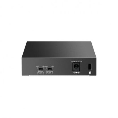 "5-Port Gigabit Desktop Switch with  4-Port PoE+ PORT: 4× Gigabit PoE+ Ports, 1× Gigabit Non-PoE Port SPEC: 802.3af/at, 65 W PoE Power, Desktop Steel Case FEATURE: Extend Mode for 250m PoE Transmitting, PoE Auto Recovery, Plug and Play"