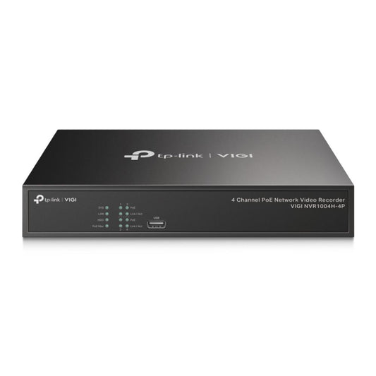 NVR PoE TP-Link VIGI 4 canale 1004H4P; 53W, 8 MP,1 SATA Interface, max 10TB, H.265+; ONVIF