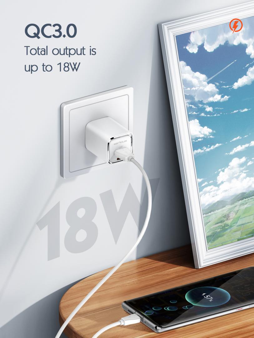 Incarcator retea Serioux 30W Quick Charge, Intrare AC100-240V~ 50/60Hz 0.7A Max, PD Ie?ire: 5V-3A, 9V-3A, 12V-2.5A, 15V 2A, 20V=1.5A (30W), QC Ie?ire: 5V-3A, 9V-2A, 12V=1.5A (18W), PD+QC=5V=3.6A, Total: 30W Max