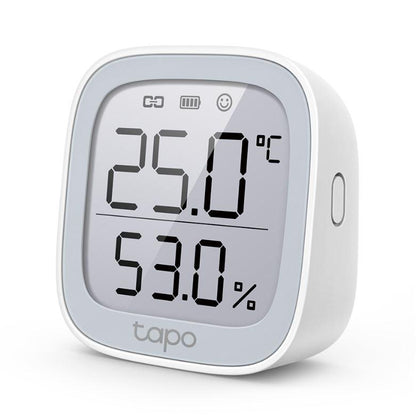TP-LINK TAPO T315, Monitor smart de temperature si umiditate (necesit? Hub Tapo), Wireless: 868 / 922 MHz, Acuratete temperature: ±0.3°C, Acuratete umiditate: ±3%RH, Dimensiuni: 62 × 62 × 24.5 mm, Alimentare: 2 × AAA/LR03 battery