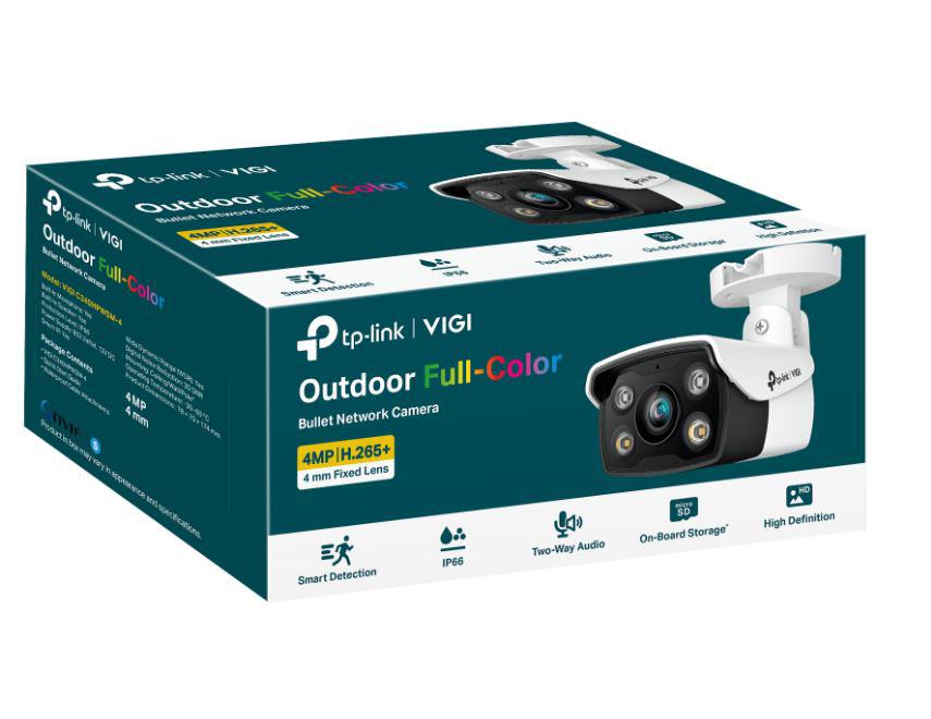 "TP-LINK VIGI 4MP Outdoor Bullet Network Camera,VIGI C340(4mm), 1/3""Progressive Scan CMOS, obiectiv: 4mm, F1.6,  unghi vizualizarehorizontal FOV: 79°, vertical FOV: 43°, diagonal FOV: 93°,distanta IR: 30mm, interfata : 1 x RJ45 10/100M, ip66"