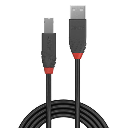 Cablu Lindy USB A la USB B Anthra Line, lungime 1m, latime de banda suportata 480Mbps, minimum band radius 16mm (0.63in), negru