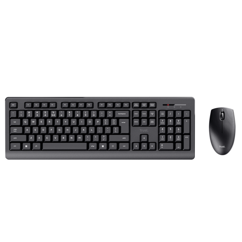 Kit Trust Primo tastatura standard, mouse wireless optic, rezoltie maxima 1200 DPI, negru