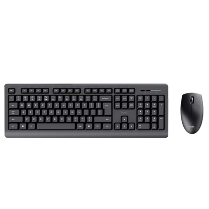 Kit Trust Primo tastatura standard, mouse wireless optic, rezoltie maxima 1200 DPI, negru